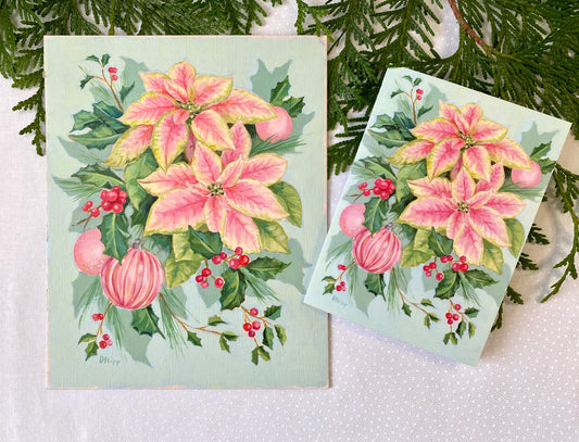 Poinsettia Christmas Cards - Set of 6 with Envelopes