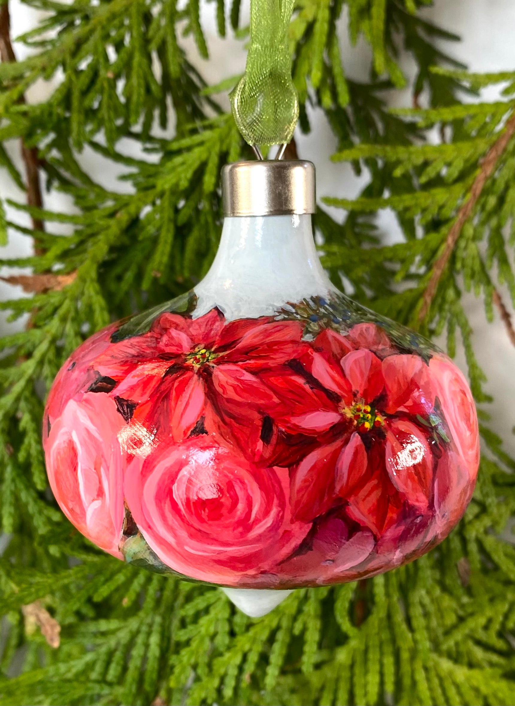 Poinsettia Christmas Ornament - Holiday Floral