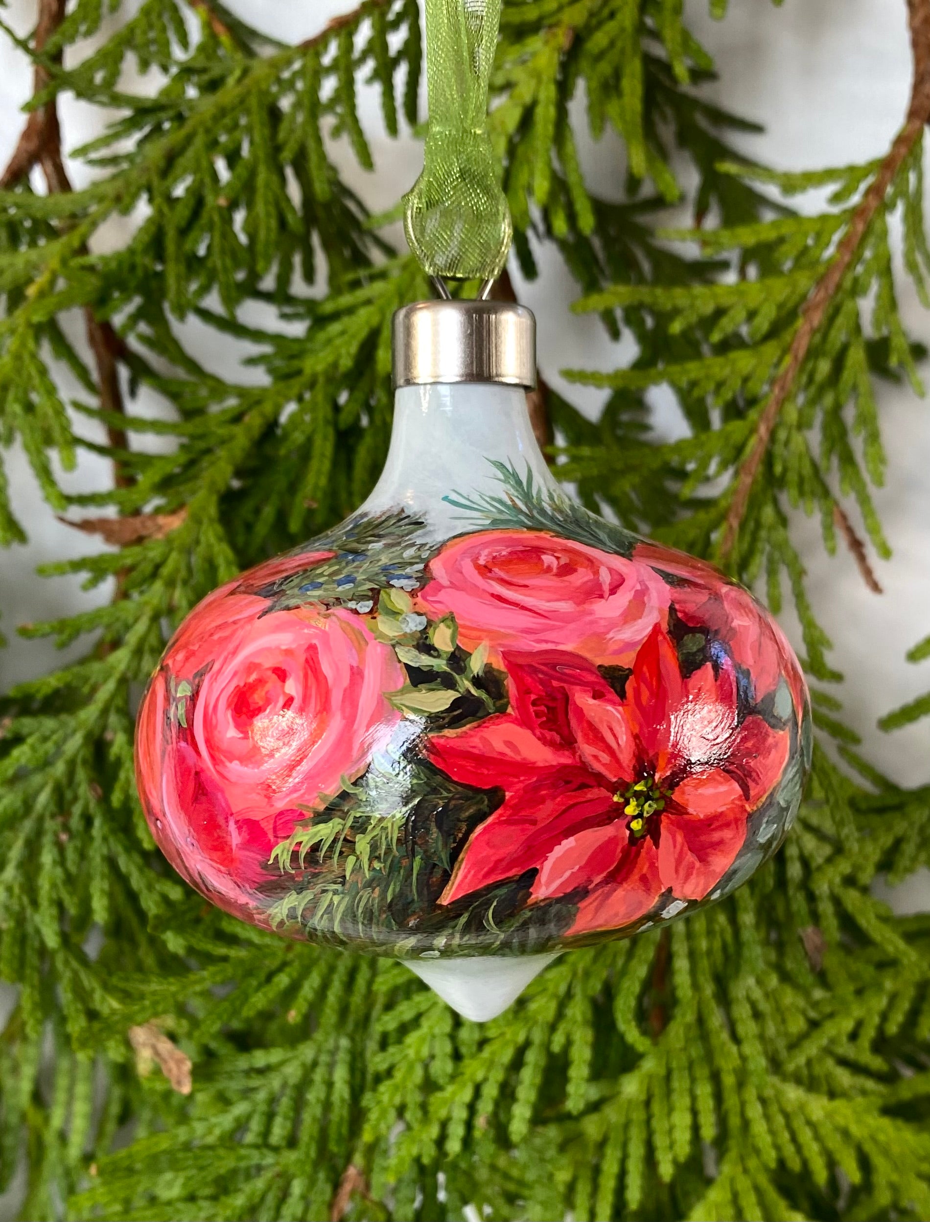 Poinsettia Christmas Ornament - Holiday Floral