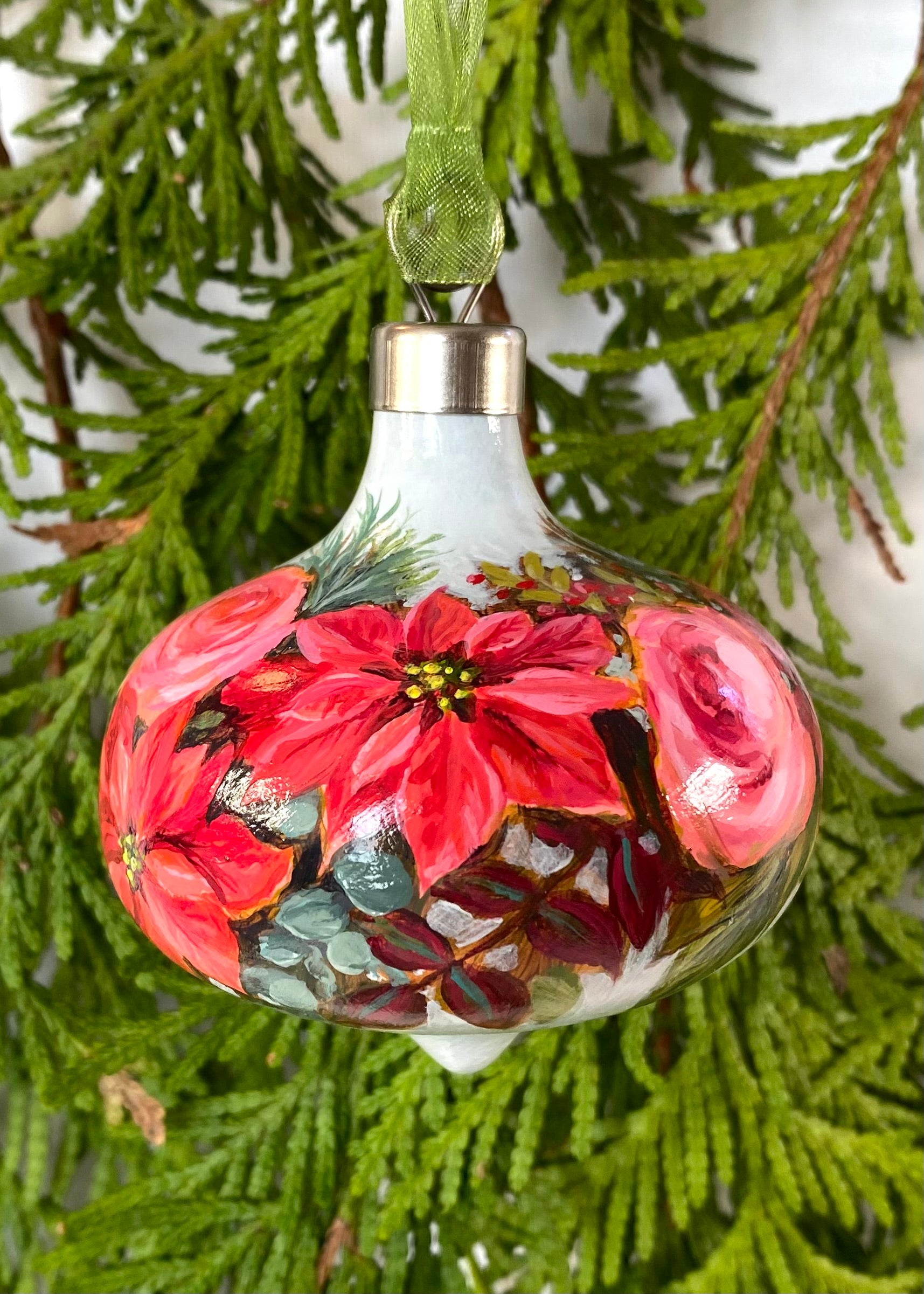 Poinsettia Christmas Ornament - Holiday Floral