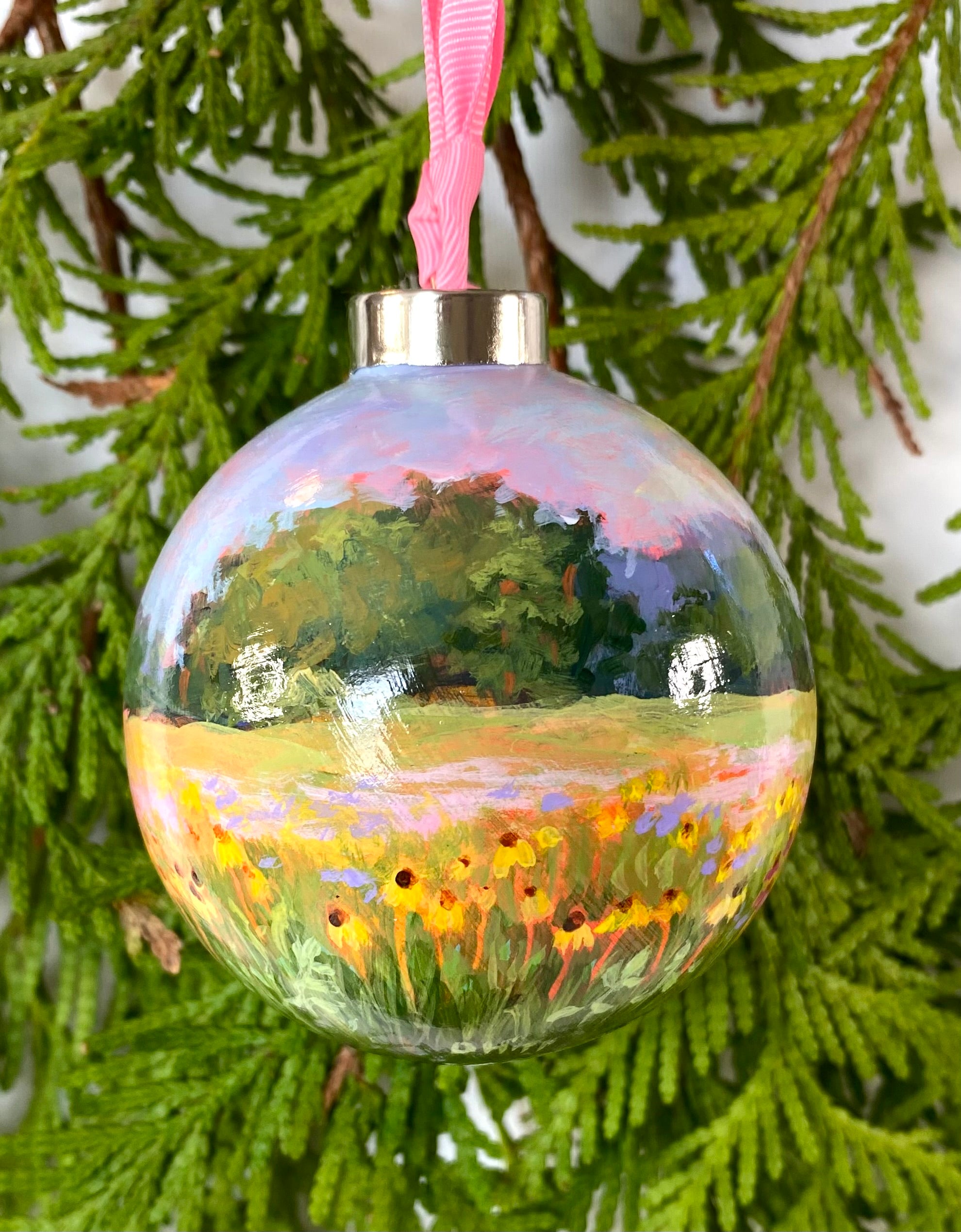 Farmhouse Flower Fields Christmas Ornament