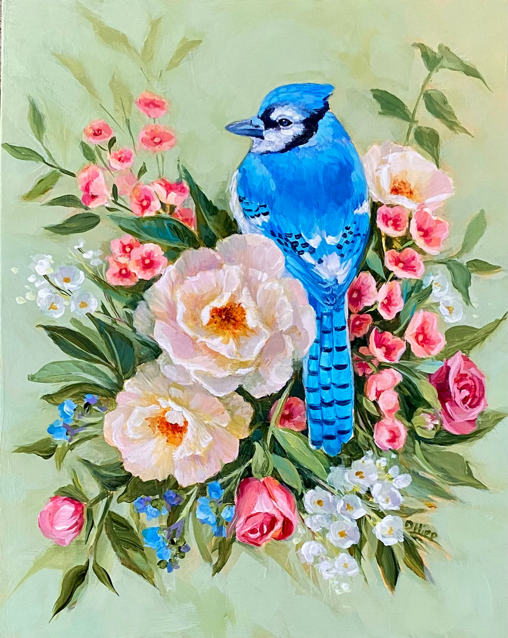 Birds & Blooms: Blue Jay Bouquet