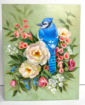 Birds & Blooms: Blue Jay Bouquet