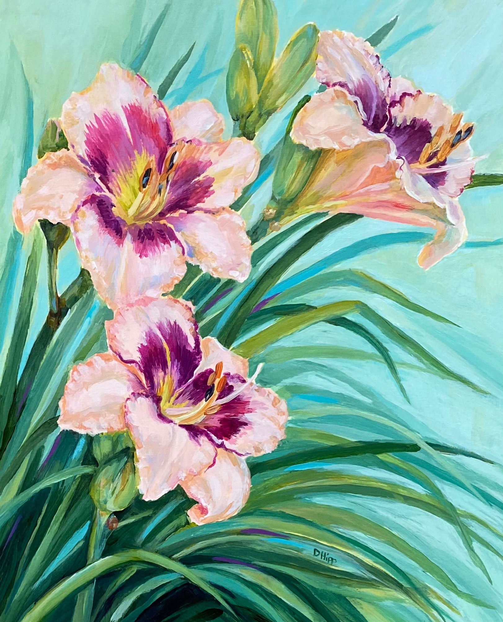 Daylilies in Teal